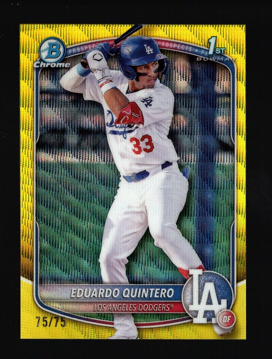 2025 Bowman #BCP-115 Eduardo Quintero Chrome Prospects Yellow Wave 75/75 Bookend