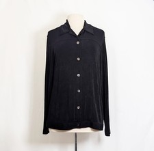 Chico's Travelers Jacket Black Women's Size 2 L Button Front Travel Knit