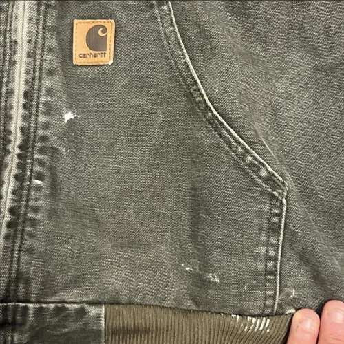 Vintage Carhartt J25 MOS Moss Green Faded Active Jacket Thermal Lined Small image 4