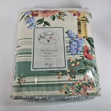 Vtg 80's Croscill "Vienna" Pole Top Lined Drapery 84x84 Tie Backs Floral USA