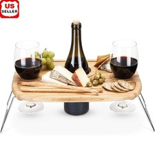 Portable Charcuterie Picnic Table W/ Wine Glass Holders Outdoor Gatherings New