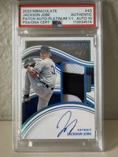 Jackson Jobe Patch Auto Platinum Prospect 1/1🔥2023 Panini Immaculate