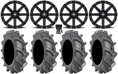 MSA Black Clutch 14'' UTV Wheels 28'' BKT AT 171 Tires Textron Wildcat XX