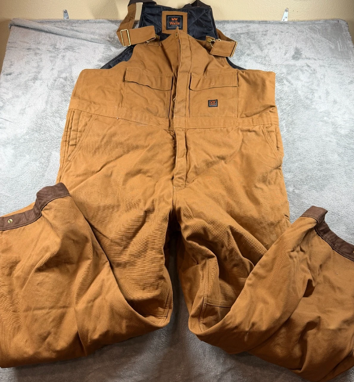 Walls Outdoor Goods Duck Canvas Insulated Bib Overalls 2XLT Brown Work