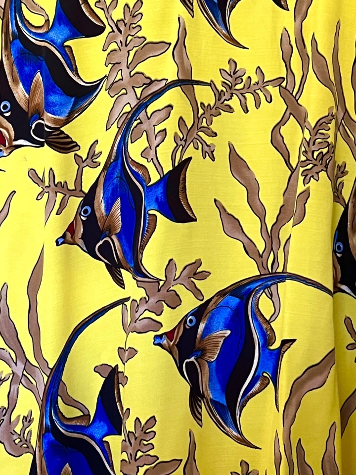 CAMISA HAWAIANA VINTAGE GO BAREFOOT XL ALOHA S/S PEZ ÁNGEL AZUL Foto 3 de 4