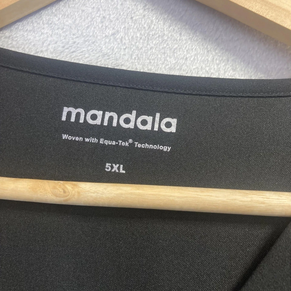 Mandala Cargo Scrub Set Womens Top 5XL Pants 4XL Black V-Neck Stretch Pockets - Image 3 of 4