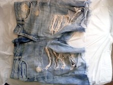 Forever 21 Jean Shorts light wash blue frayed