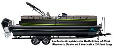 Black Green Abstract Lines Graphic Kit Decal Fishing Boat Wrap Pontoon Vinyl