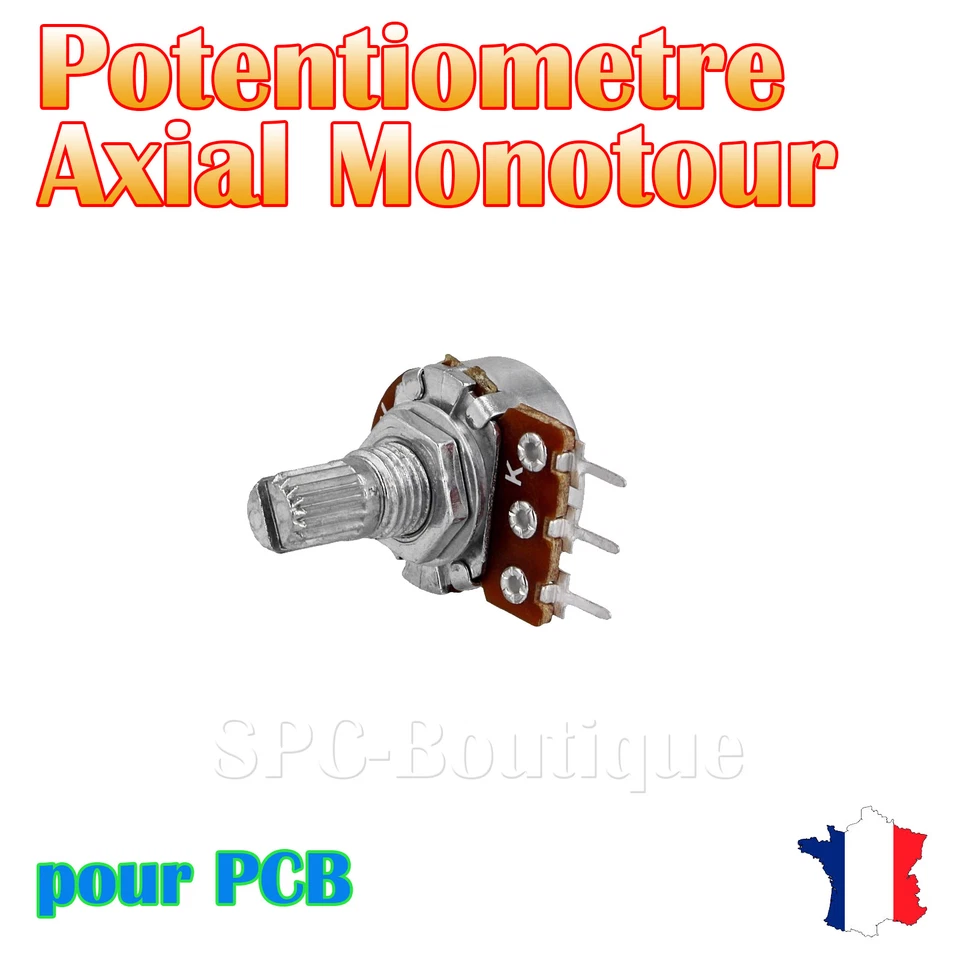 SR PASSIVES 1x Potentiomètre mono logarithmique Axial 10KΩ (A10K), pour PCB