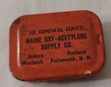 Vtg Maine Oxy-Acetylene Supply Co Six Renewal Flints Tin -  Torch -Contains Two