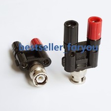 1Pcs BNC male to two dual 4mm Banana binding post jack connector Adapter 1M2F