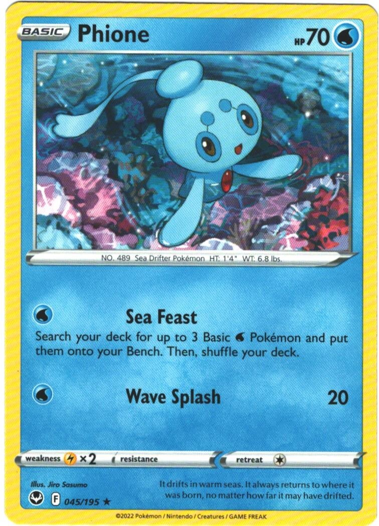Phione 45/195 Silver Tempest Regular Rare Pokémon TCG