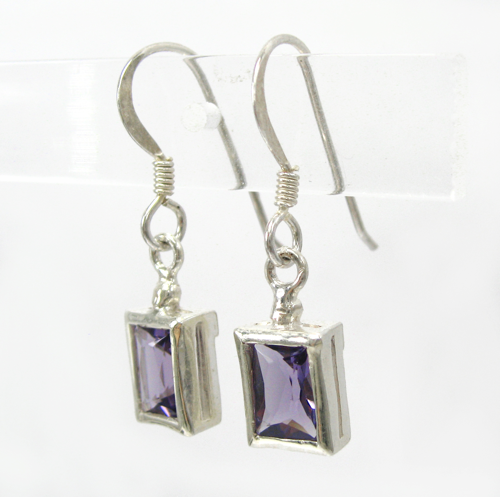 Rectangle Solitaire Purple Crystal 925 Sterling S… - image 2