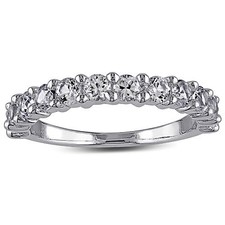 Sterling Silver Round-cut 1 1/10 CT TGW Created White Sapphire Eternity Ring