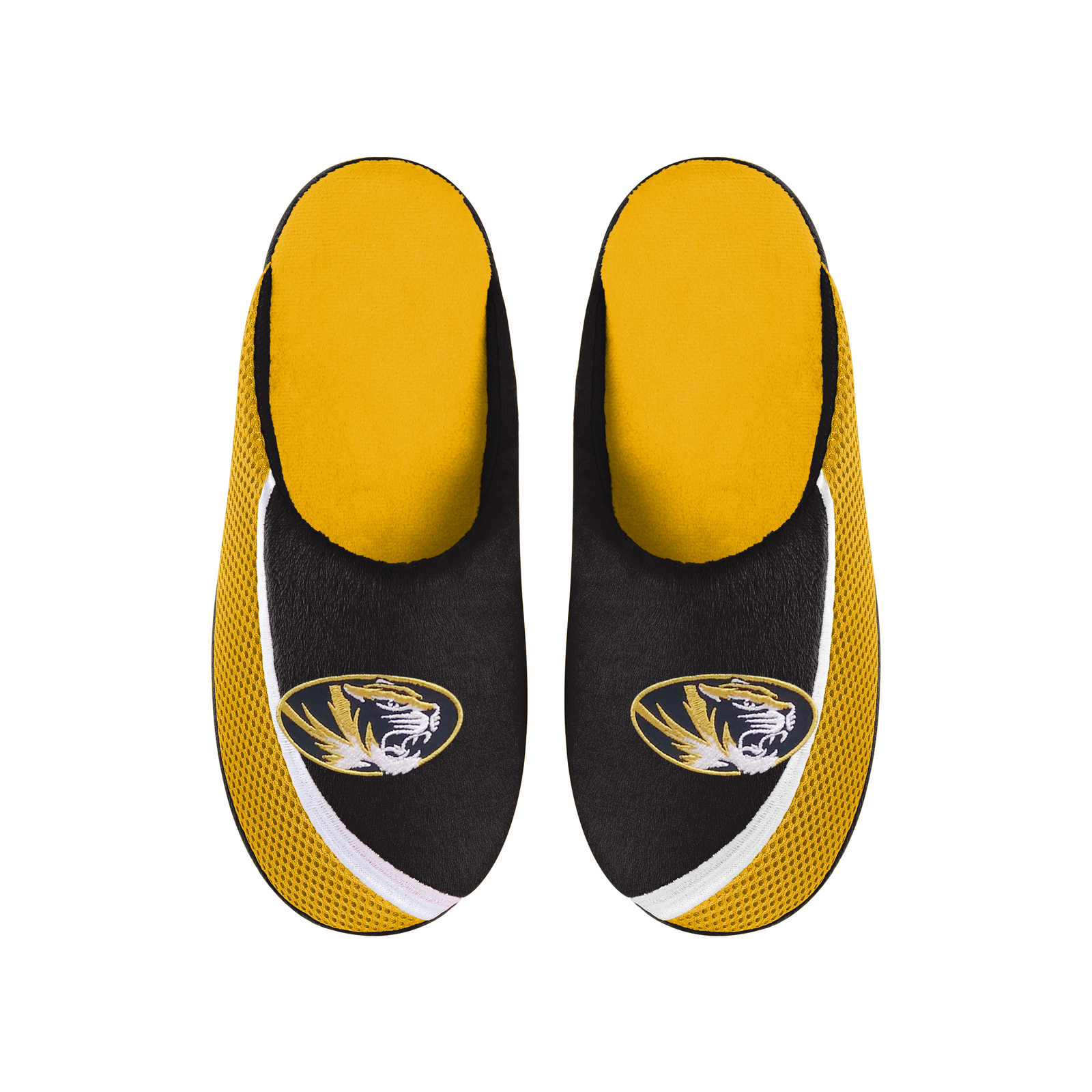 Мужские тапочки FOCO NCAA Mens Missouri Tigers 2022 с большим логотипом и цветным краем.