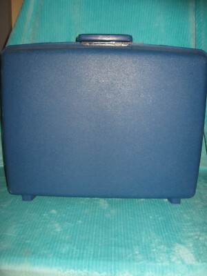 Vintage Samsonite Hardside Clamshell Blue Suitcase Luggage w/ Keys 21'' Hard Side