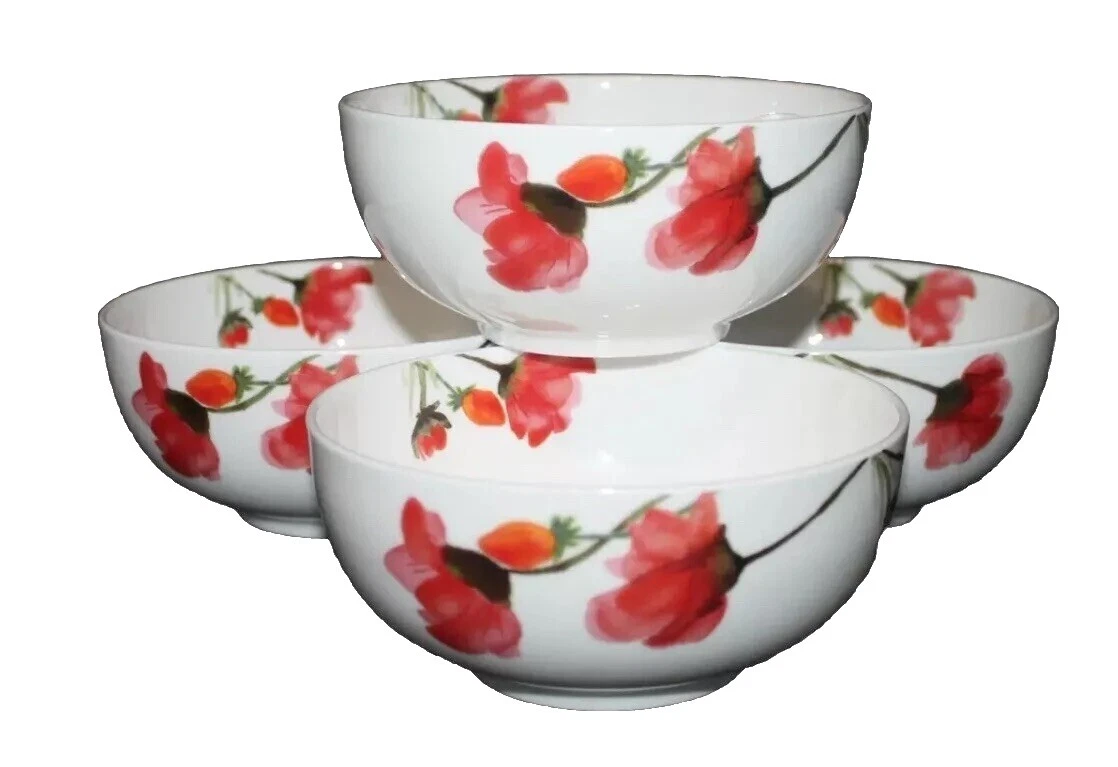 Tazones de vajilla de porcelana Floral Blanco