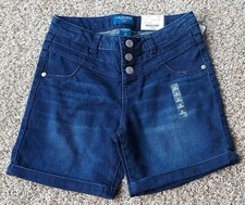 Arizona Jean Company Girls Midi Three Snaps Cuffed Shorts Size 12 Denim NWT