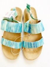 NWT Cat Jack Kids Girls Slip-On Pull-On Footbed Tie-Dye Sandals, Blue, 4