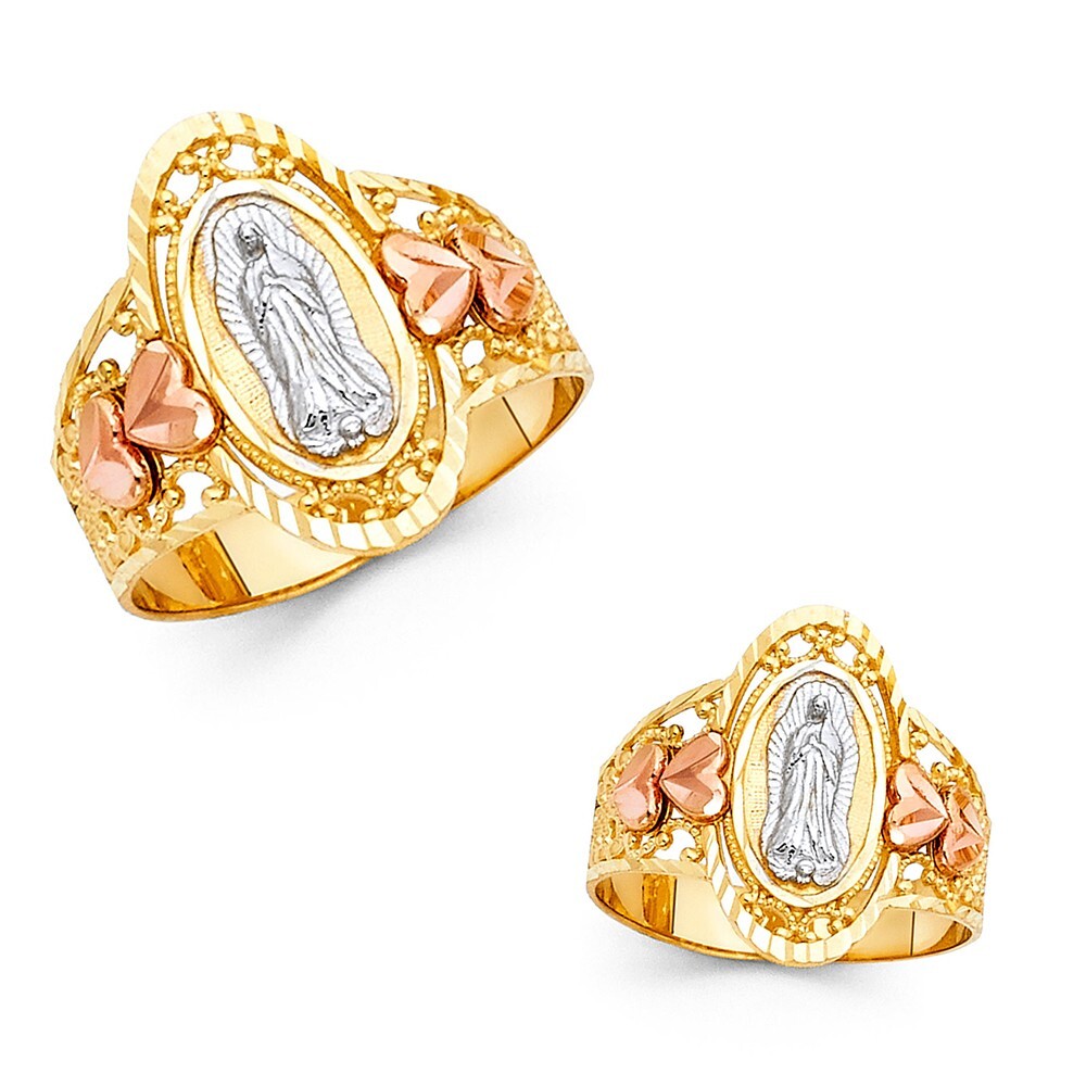 GOLD - 14K Tri Color Gold Our Lady of Guadalupe Ring | eBay