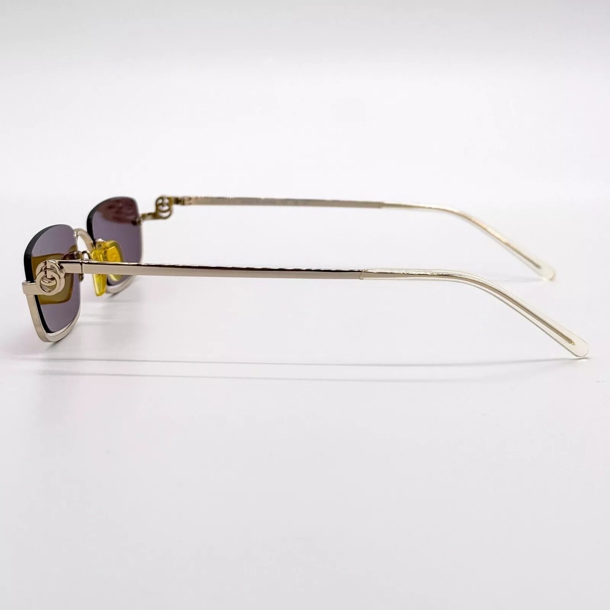 Gucci GG 1278 005 Gold Frame Mirror Print Lens Half Rim Sunglasses