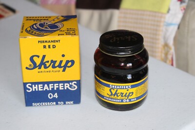 NOS Vintage SHEAFFER'S Skrip Writing Fluid #04 Permanent Red Snorkel Pen