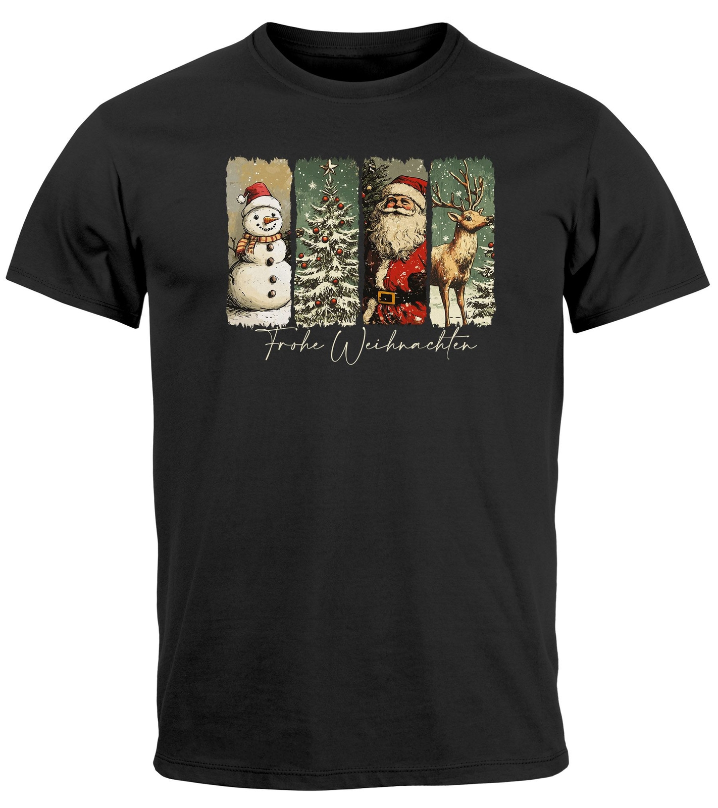 Футболка Herren Weihnachten с ретро-дизайном от Schneemann Tannenbaum Santa