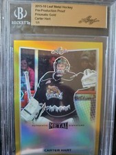 Carter Hart 2015-16 Leaf Metal Hockey Prismatic GOLD 1/1 Everett Silvertips RARE