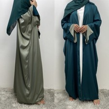 Open Kaftan Abaya Dubai Women Cardigan Long Dress Muslim Kimono Ramadan Robe