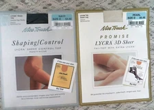 2pr VTG Sears Sz D Nice Touch  Sheer Stockings Pearl Thi Top, Navy Pantyhose NEW