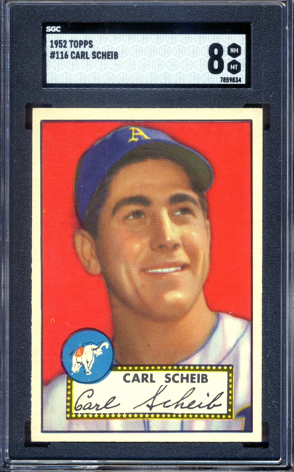 1952 Topps #116 Carl Scheib PSA 8 NM-MT *Philadelphia Athletics*