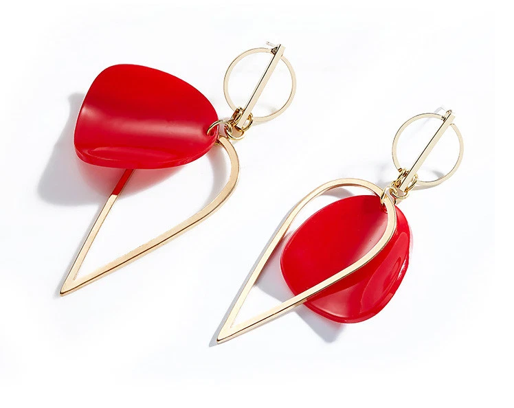 Lange XL Ohrringe Hänger Rot 750er Gold 18K vergoldet Trend  - Bild 4 von 4