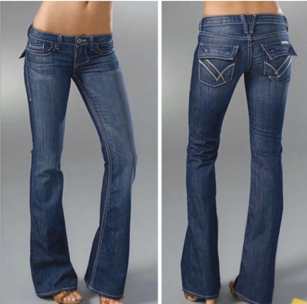 William Rast Distressed Jeans Belle Flare Flap Pockets Womens Size 27