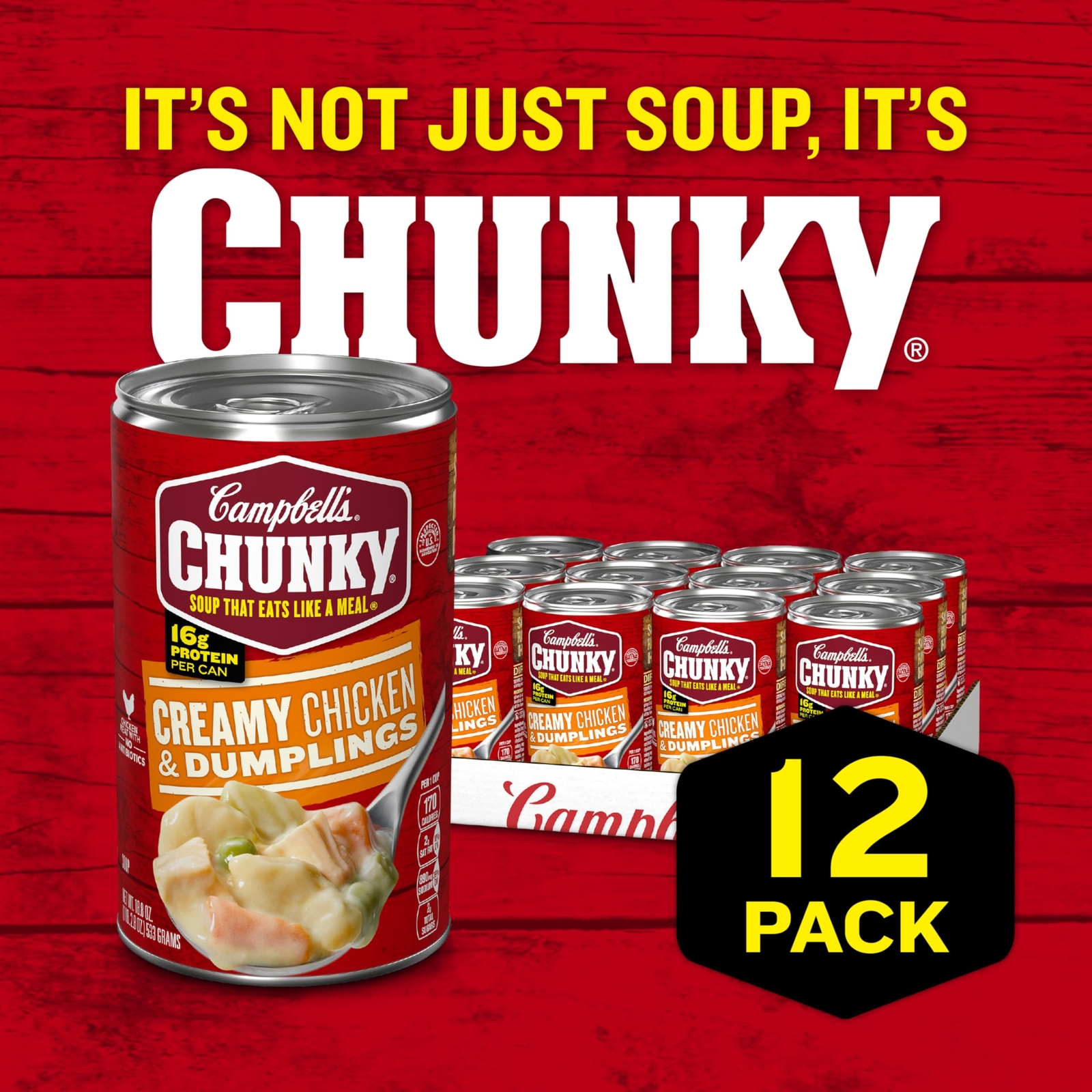 Campbell's Chunky Creamy Chicken and Dumplings Soup Pack of 12 Cans 18.8 Oz