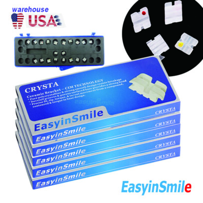 5Kits Dental Orthodontic Brackets Ceramic Clear Mesh Base ROTH 345 Hook 022