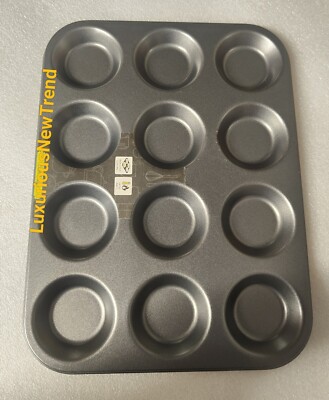 New METAL NON STICK BUN TRAY 12 Cup YORKSHIRE PUDDING PIE OVEN TRAY Baking  TIN👌