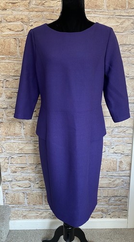 Luis Civit Purple Occasion Dress Wool Peplum Mother Of The Bride Wedding UK 14 - Picture 2 of 13