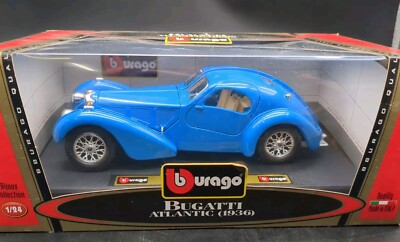 Burago Bugatti Atlantic Blue Bijoux Collection 1936 1:24 Scale Diecast brurago