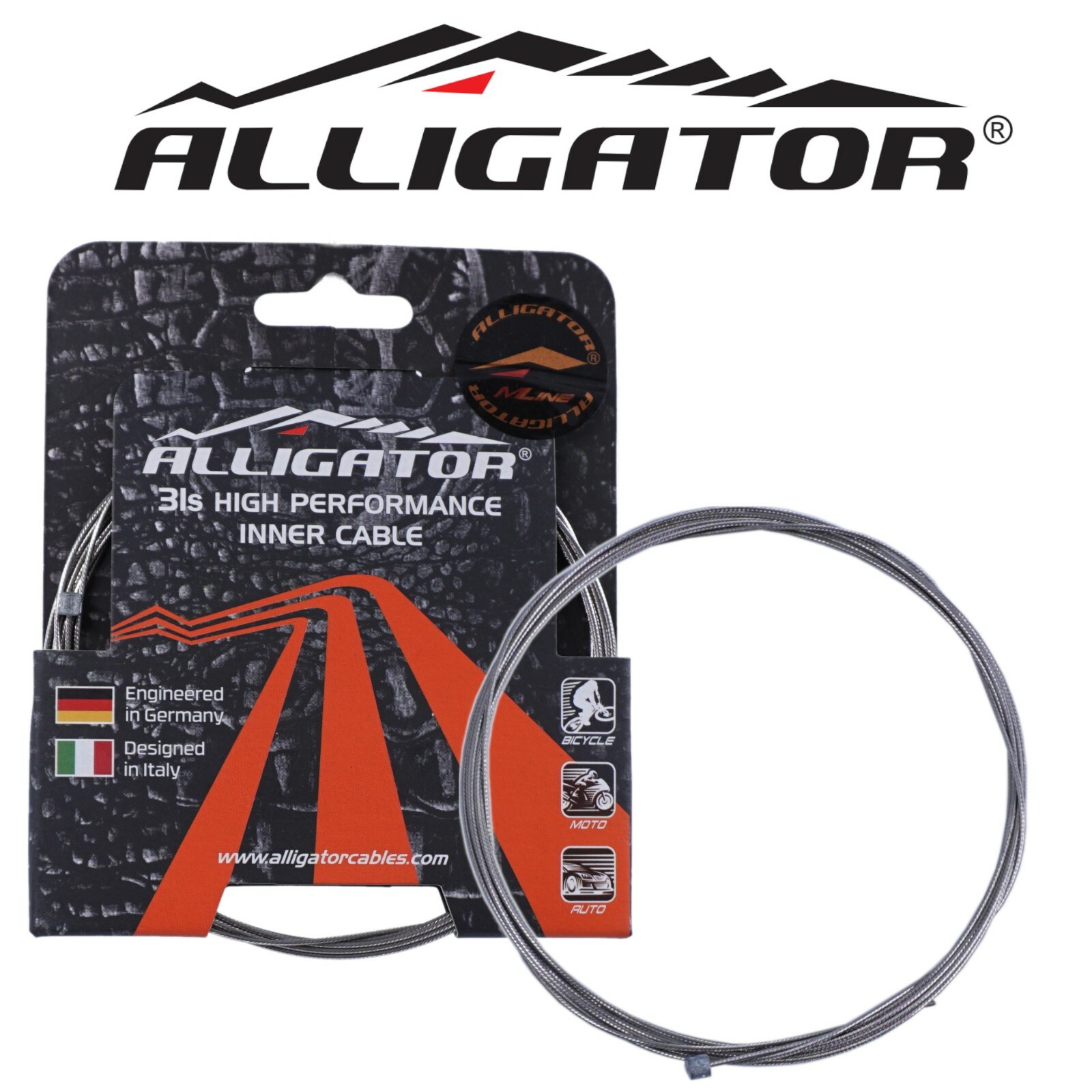 Alligator 31 Strand Slick Stainless Steel Bike Derailleur Gear Cable 1.1x2300mm 