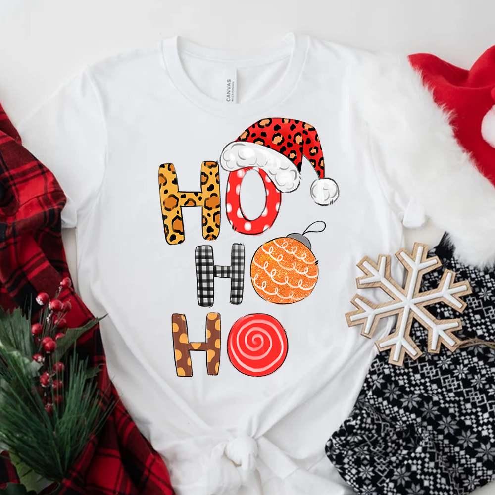Ho Ho Ho Santa Christmas Tshirt Winter Cute Snowman Santa Hat Graphic Tees-image