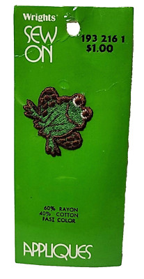 Wright's Embroidered  Frog Sew On Appliques 193 216 1 60% Rayon 40% Cotton Patch