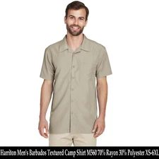 Harriton Men's Rayon Polyester Barbados Textured Camp Shirt M560 XS-6XL