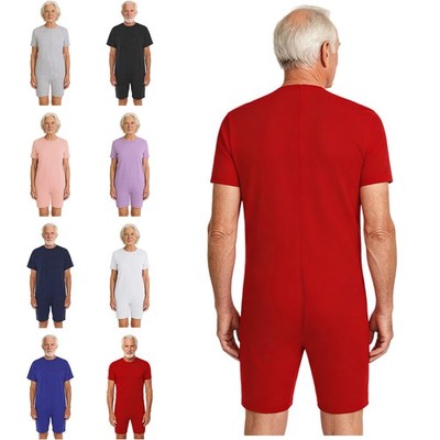 Ladies Nursing Jumpsuit Short Sleeve Pyjamas Zip Up Adaptive Clothing