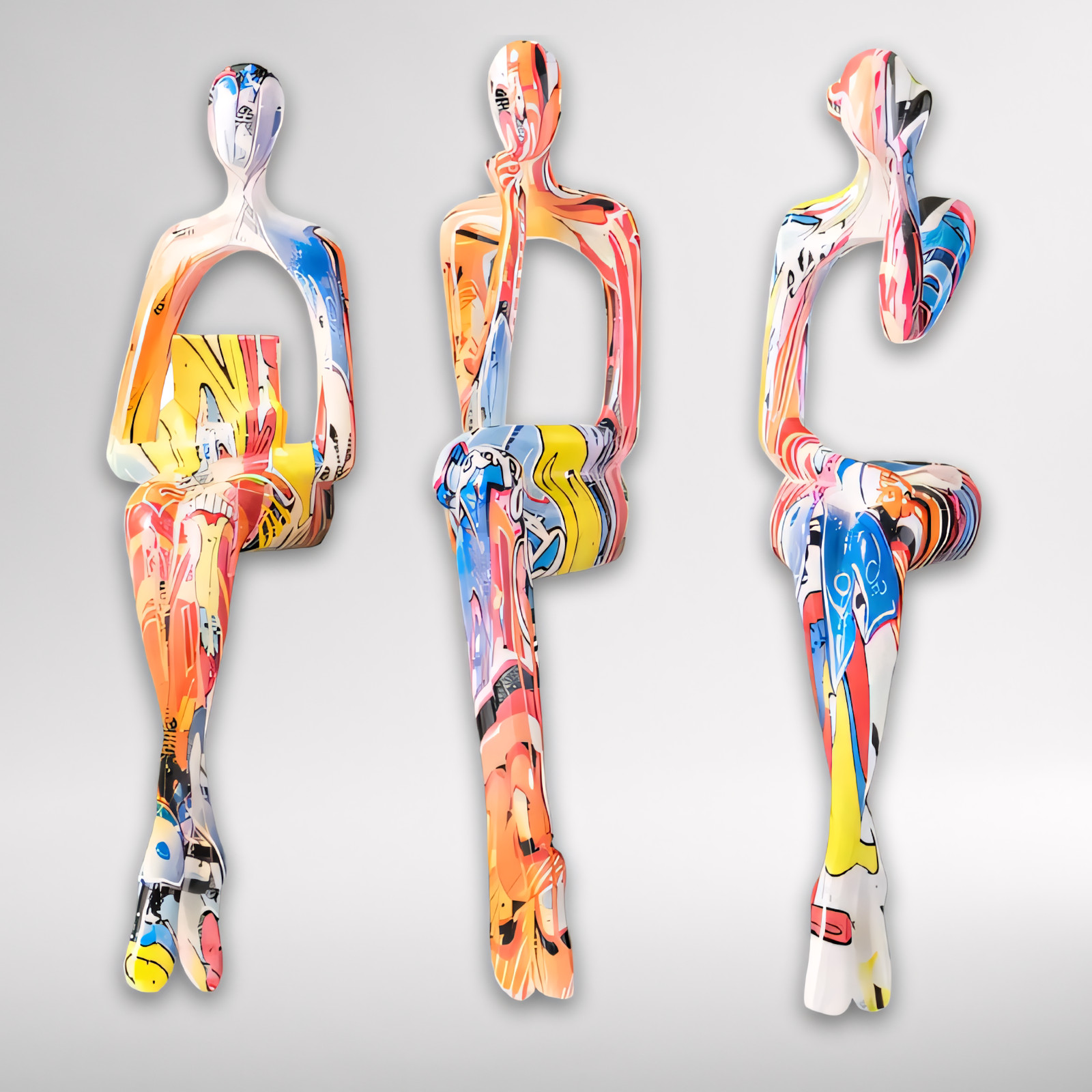 Figurines Pop Art abstraites de réflexion pack de 3 statues cadeau design