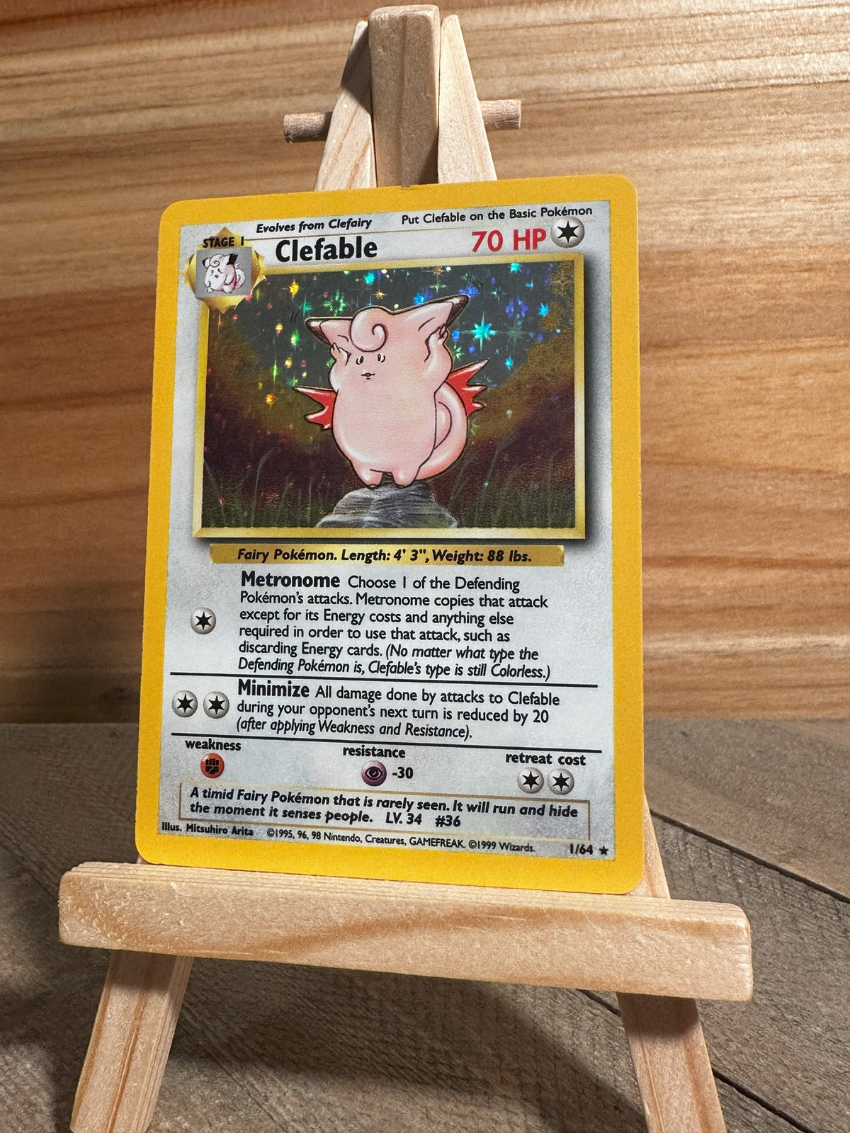 Pokemon Jungle Holo Rare Clefable NO SYMBOL MISPRINT #01/64 LP