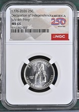 1776 2026 Quarter 4th July Privy Mark NGC MS66 Declaration of Independence 250th