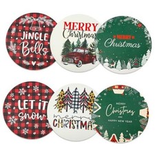 Set of 6 Faux Leather Washable Dining Table Mats 13Inch Christmas Placemats