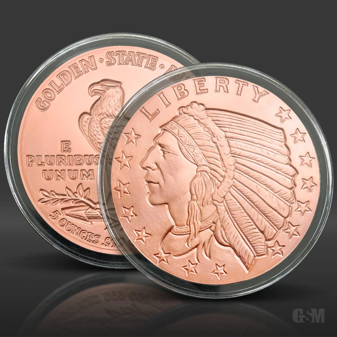 トランプ銅貨　ver GOLDEN STATE MINT 5オンス　1枚 Golden State Mint 5 oz Precious Metal Content per Unit Bullions