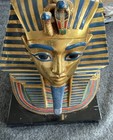 Tutankhamun Gold Mask Egyptian Pharaoh King Tut HEAVY MARBLE BASE Artist Guild — photo 1