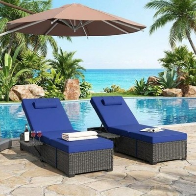 Chaise Lounge Chairs Set of 2 Patio Lounge Chairs with Adjustable Backrest